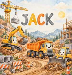 Construction Crew watercolor artwork with the name Jack