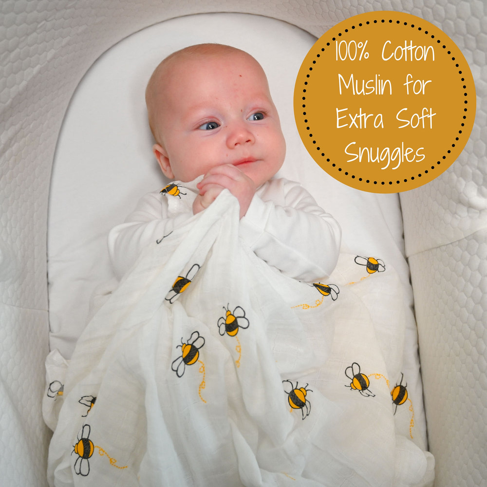 Bee Baby Muslin Swaddle Blanket - MOOGCO Baby
