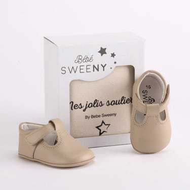 Boys Beige Leather Pre-Walker Shoes - MOOGCO Baby