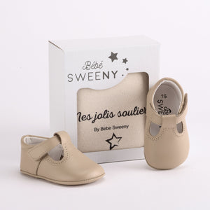 Boys Beige Leather Pre-Walker Shoes