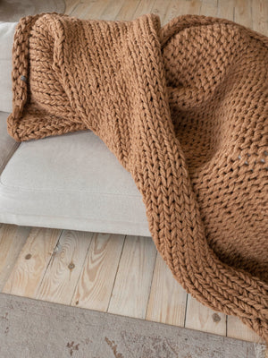 Chunky Knit Blanket in Beige