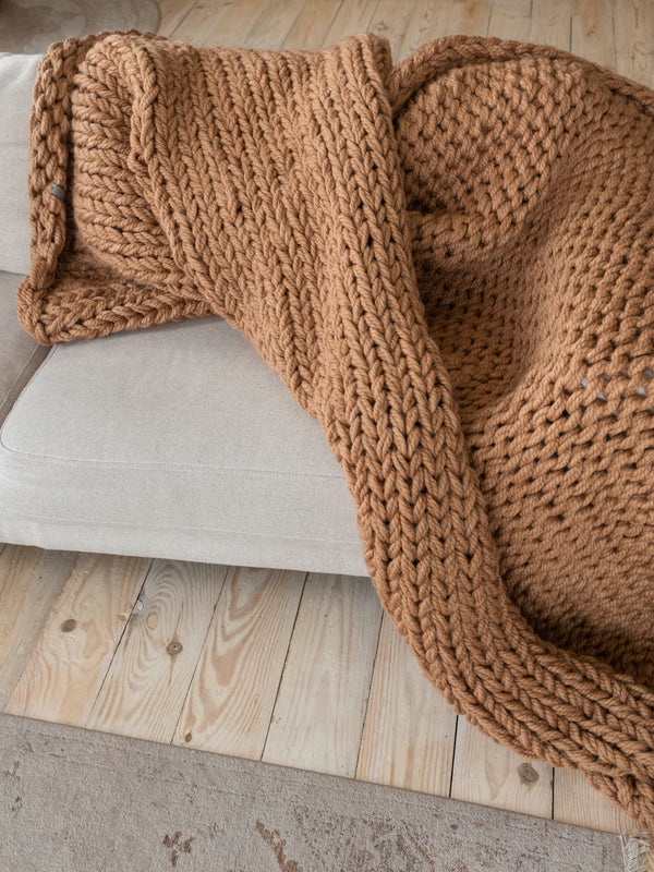 Chunky Knit Blanket in Beige