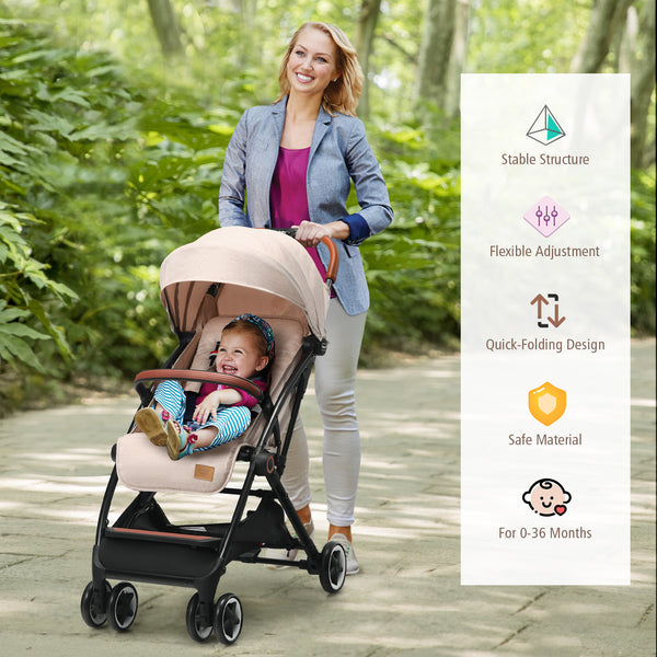 Lightweight aluminium frame baby stroller with net, shown from angle 6, perfect for travel and outdoor use.