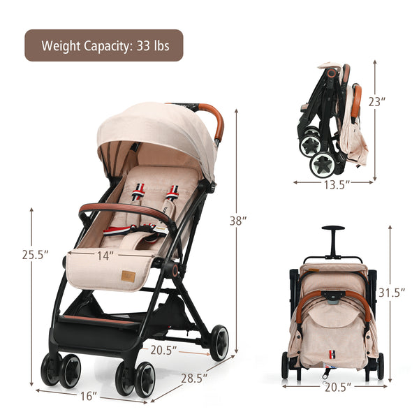 Lightweight aluminium frame baby stroller with net, shown from angle 3, perfect for travel and outdoor use.