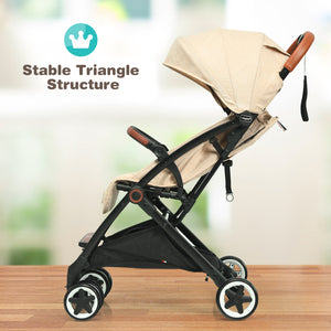 Lightweight aluminium frame baby stroller with net, angled view showcasing design and functionality.