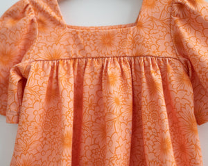 Groovy Pink and Orange Floral Bell Sleeve Top for Baby Toddler Girls