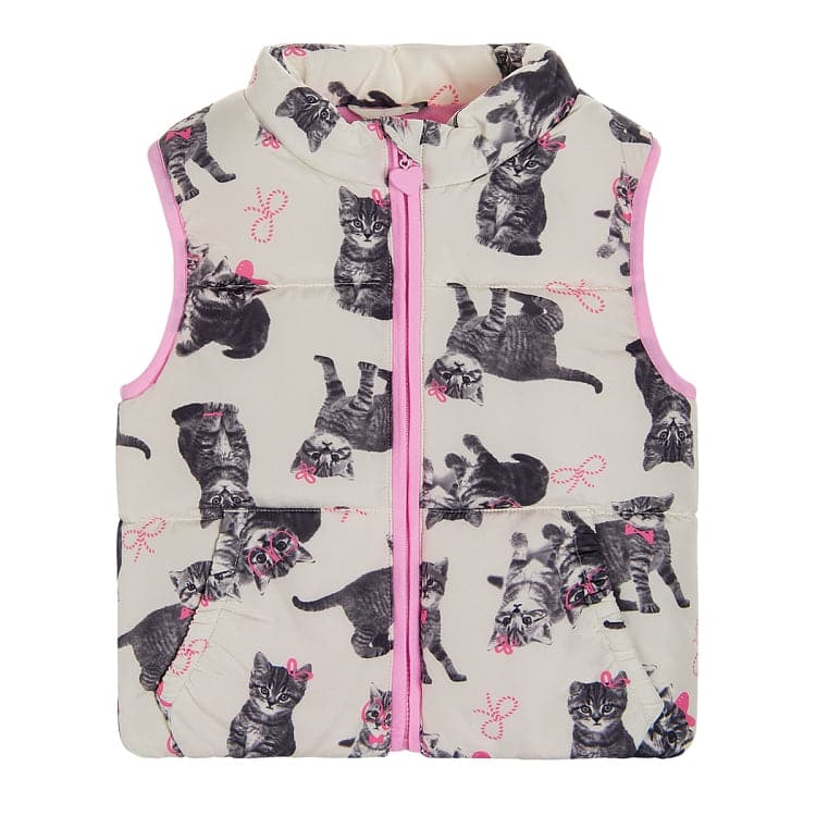 Girls cat print vest for babies, perfect for stylish and comfortable wear.