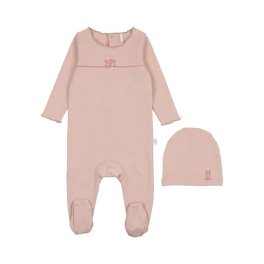 Pink Bunny Graphic Footie for babies, cozy zip pajamas perfect for sleep and play.