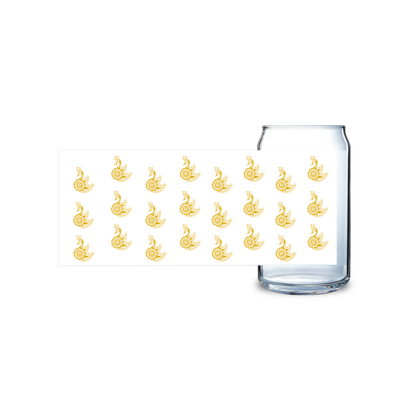 Henna Peacock Glass Tumbler – Sip with Elegance and Tradition