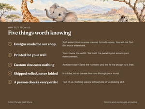 Watercolor Safari Parade Wall Mural, image 10