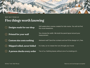 Watercolor Winter Train Wall Mural, image 10