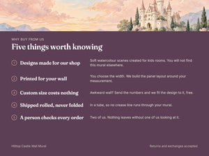 Watercolor Hilltop Castle Fairy Tale Wall Mural, image 10