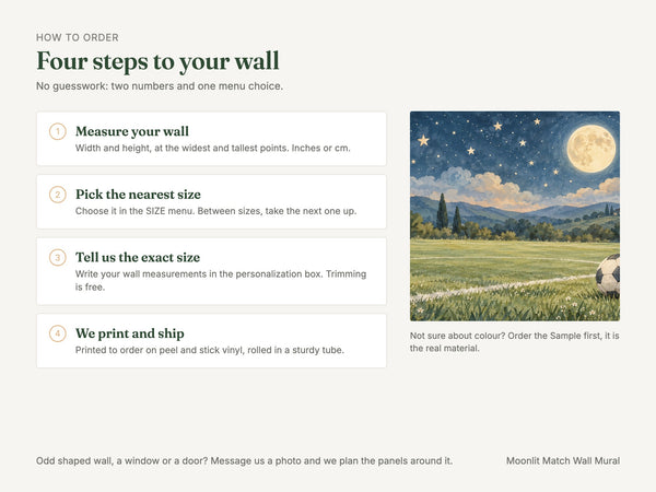 Watercolor Moonlit Match Soccer Wall Mural, image 6