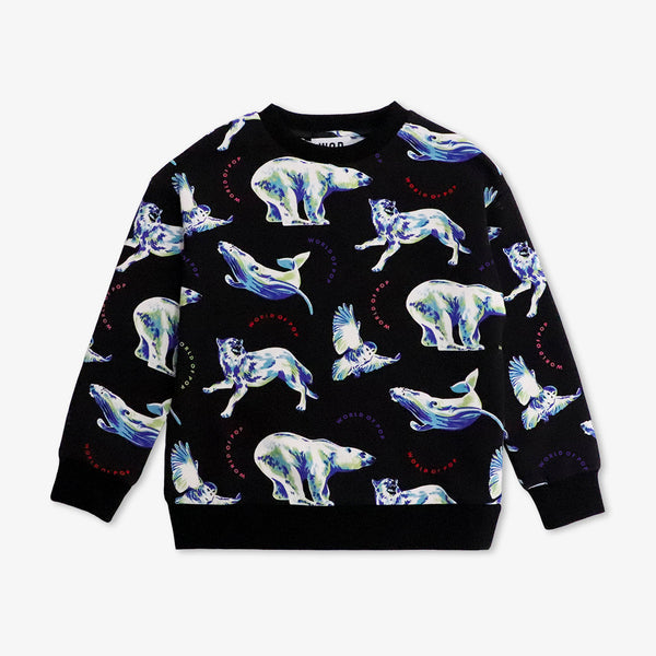 Printed "Polar" sweatshirt for kids in organic cotton - Black