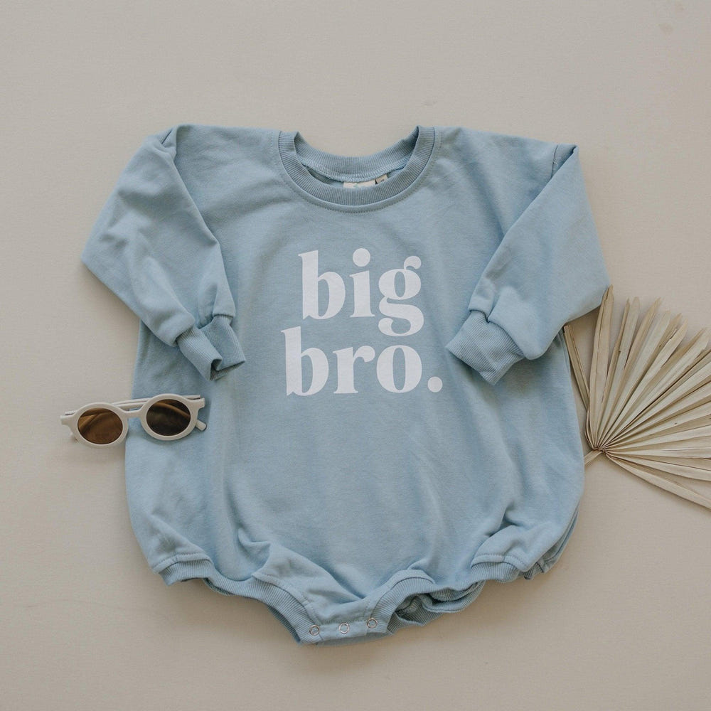 Big Bro Sweatshirt Romper in various colors for babies, perfect for stylish comfort.