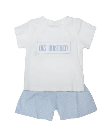 Big Brother Blue Gingham Robert Shorts Set - Adorable two-piece outfit for boys. Perfect for summer outings!