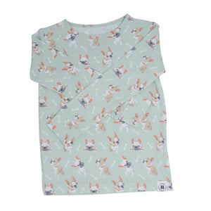 Mint Frenchie Puppy Big Kid Pajama