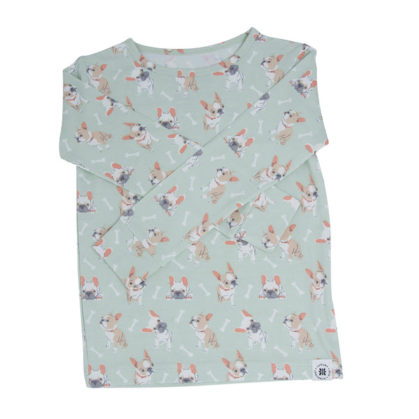 Mint Frenchie Puppy Big Kid Pajama