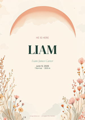 birth announcement boho terracotta front