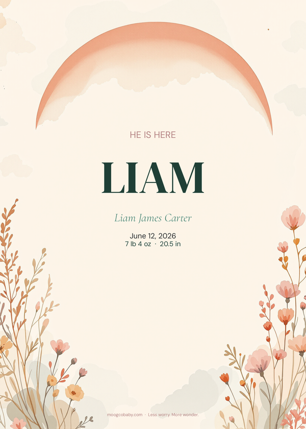 birth announcement boho terracotta front