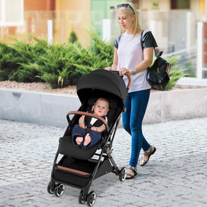 Lightweight aluminium frame baby stroller with net, angled view showcasing design and features.