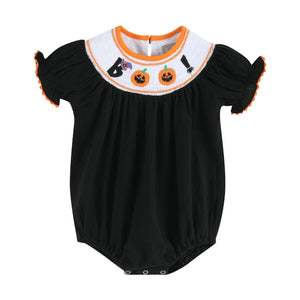 Black and Orange Boo Halloween Romper