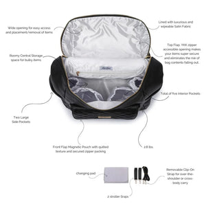 Signature Diaper Bag in Ebony Black, stylish and functional, shown from angle 2. Perfect for modern parents.