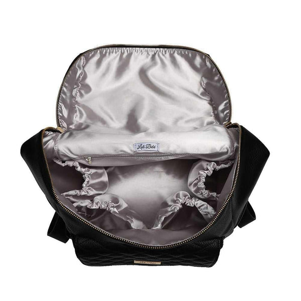 Signature Diaper Bag in Ebony Black, stylish and functional for modern parents, shown from angle 5.