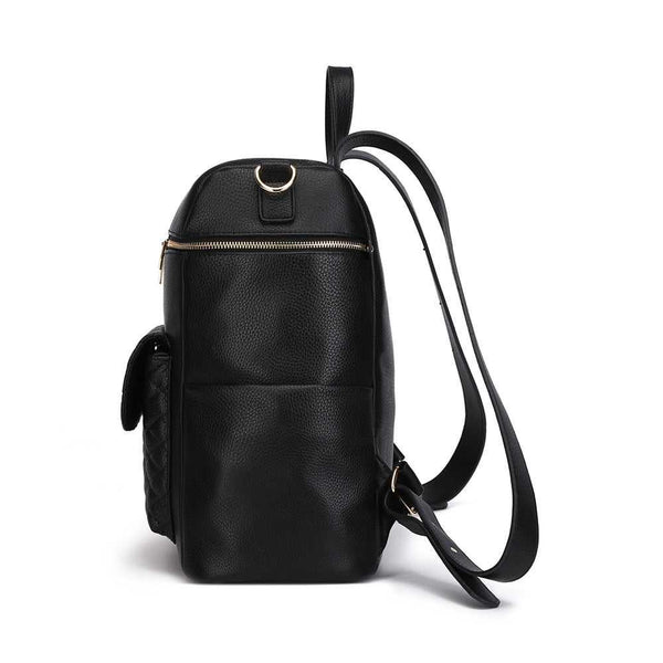 Signature Diaper Bag in Ebony Black, stylish and functional, shown from angle 4 for a detailed view.