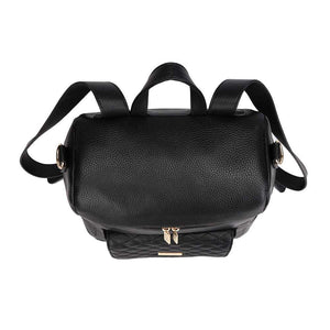 Signature Diaper Bag in Ebony Black, stylish and functional, angled view showcasing spacious design and modern features.
