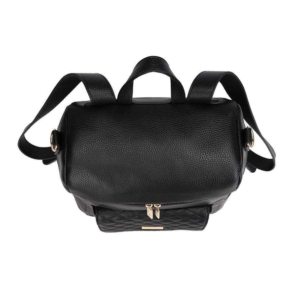 Signature Diaper Bag in Ebony Black, stylish and functional, angled view showcasing spacious design and modern features.
