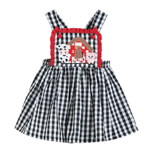 Black Gingham Barn Scene Jumper Dress