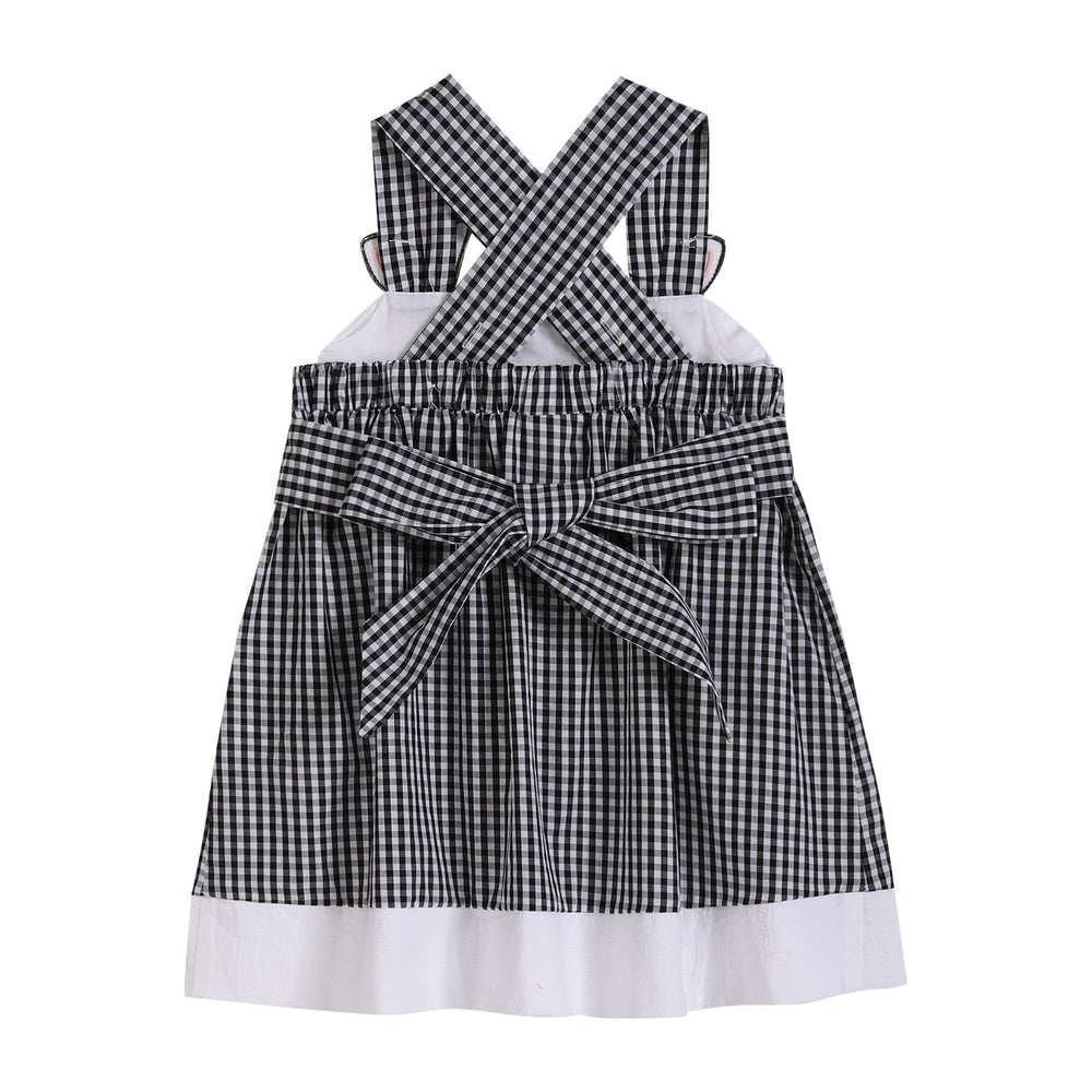 Black Gingham Cute Cow Pocket Sundress