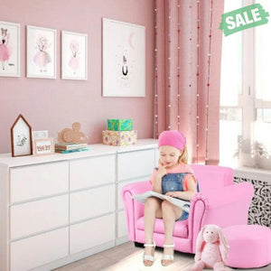 Black Kids Single Armrest Couch Sofa with Ottoman Black Kids Chairs & Seating