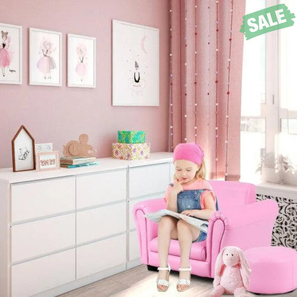 Black Kids Single Armrest Couch Sofa with Ottoman Black Kids Chairs & Seating