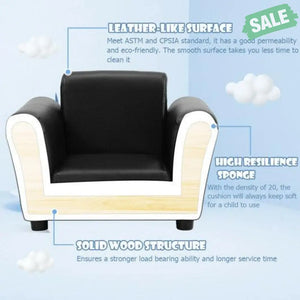 Black Kids Single Armrest Couch Sofa with Ottoman Black Kids Chairs & Seating