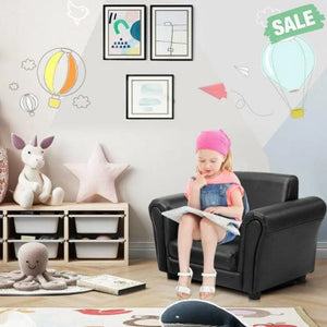 Black Kids Single Armrest Couch Sofa with Ottoman Black Kids Chairs & Seating