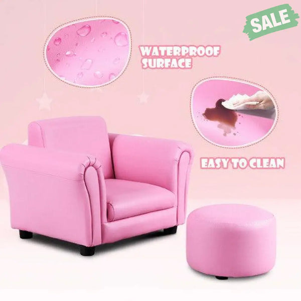 Black Kids Single Armrest Couch Sofa with Ottoman Black Kids Chairs & Seating