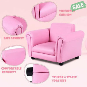 Black Kids Single Armrest Couch Sofa with Ottoman Black Kids Chairs & Seating