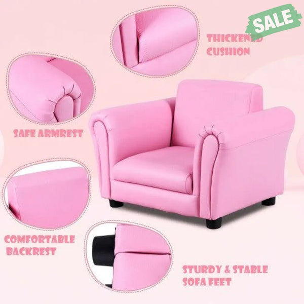 Black Kids Single Armrest Couch Sofa with Ottoman Black Kids Chairs & Seating