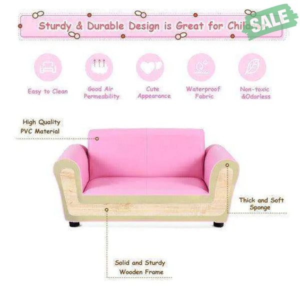 Black/White Kids Double Sofa with Ottoman-Black Black Kids Chairs & Seating