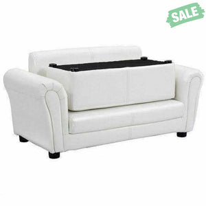 Black/White Kids Double Sofa with Ottoman-Black Black Kids Chairs & Seating