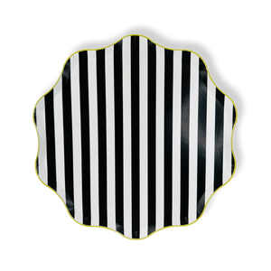 Black & White Striped Paper Party Plate (12pcs)