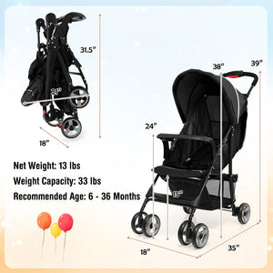 Toddler travel stroller for airplane with canopy and adjustable backrest, perfect for comfortable journeys.