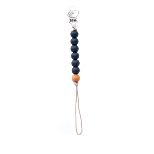 Black Silicone Beaded Pacifier Clip Holder