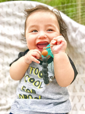 Black Silicone Beaded Pacifier Clip Holder