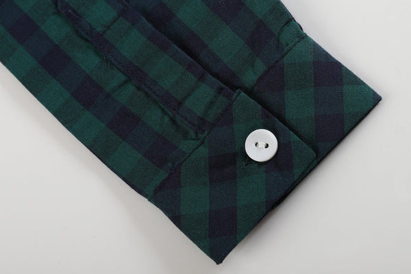 Blue and Green Gingham Boy Dress Shirt