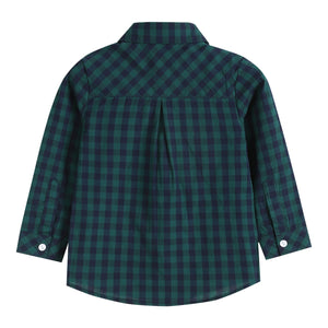 Blue and Green Gingham Boy Dress Shirt