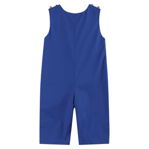 Blue and Orange Football Smocked Overalls