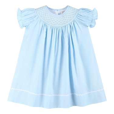 Blue and White Smocked Bishop Dress
